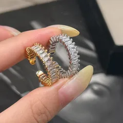 Fashionable Minimalist Women's Ring With Full Drill Zircon U-Shape Geometric Pattern Living Mouth Ins Style Personality Ring 4