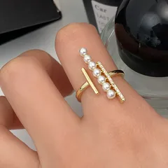 Fashionable Pearl Zircon Ring Simple Luxury Unique Design Elegant Index Finger Ring High-End Feeling Band Ring For Women 4