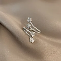 Fashionable Round Full Diamond Open Ring Elegant Simple Personality Women's All-Match Alloy Geometric Pattern Ring Luxury Style 3