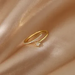 Fashionable Round Full Diamond Open Ring Elegant Simple Personality Women's All-Match Alloy Geometric Pattern Ring Luxury Style 4