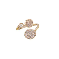 Fashionable Round Full Diamond Open Ring Elegant Simple Personality Women's All-Match Alloy Geometric Pattern Ring Luxury Style 5