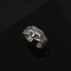 Fashionable Semi-Face Open Ring Simple Personality Creative Alloy Geometric Pattern Unisex Ring Unique Style Handmade Craft 3