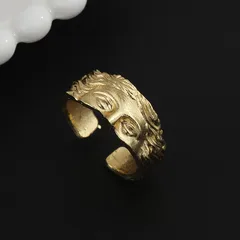 Fashionable Semi-Face Open Ring Simple Personality Creative Alloy Geometric Pattern Unisex Ring Unique Style Handmade Craft 4
