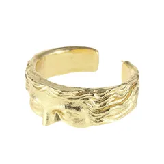 Fashionable Semi-Face Open Ring Simple Personality Creative Alloy Geometric Pattern Unisex Ring Unique Style Handmade Craft 5
