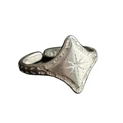 Fashionable Silver Starburst Ring For Women Minimalist Open Design Luxury Feel Alloy Geometric Pattern Electric Plated Jewelry 5