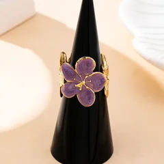Fashionable Vintage Colorful Drip Oil Flower Splicing Open Ring Suitable For Ladies Daily Wear Birthday Gift Women's Ring 2