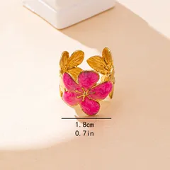 Fashionable Vintage Colorful Drip Oil Flower Splicing Open Ring Suitable For Ladies Daily Wear Birthday Gift Women's Ring 4