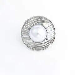 Fashion Women's Open Ring Imitation Pearl Metal Leaf Wrapped Geometric Pattern 14K Gold Plated Zinc Alloy Jewelry Accessories 5