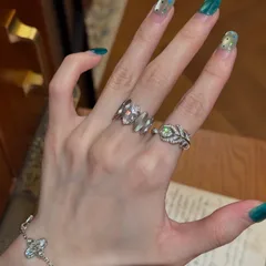 Feather Open Ring For Unisex Featuring Electroplated Copper With Zircon Inlay 2