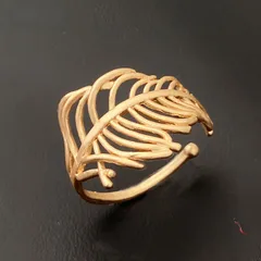 Feather Open Rings For Couples In Gold, Electroplated Copper With Golden Plated Finish 2