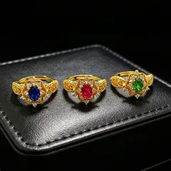 Flowers Open Ring For Women Featuring Lab-grown Gemstone Inlay In Gold, Perfect For  Spring And Summer