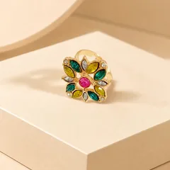 Flowers Ring For Adults Made Of Alloy With Rhinestones, Electroplated And Handmade Craftsmanship 3