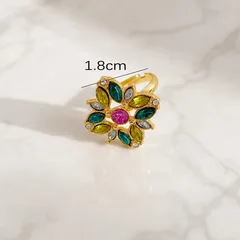 Flowers Ring For Adults Made Of Alloy With Rhinestones, Electroplated And Handmade Craftsmanship 4