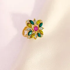 Flowers Ring For Adults Made Of Alloy With Rhinestones, Electroplated And Handmade Craftsmanship 5