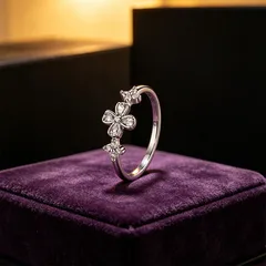 XUPING Flowers Ring For Women, 1 Piece Platinum Plated With 0.01µm Thickness, Inlaid With Zirconia