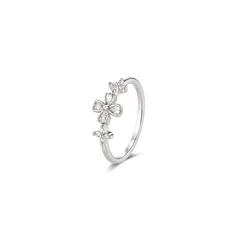 XUPING Flowers Ring For Women, 1 Piece Platinum Plated With 0.01µm Thickness, Inlaid With Zirconia 5