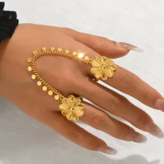 Flowers Ring For Women In Alloy Featuring Electroplated 18K Real Gold Plated With 0.03µm Thickness