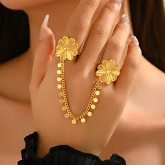 Flowers Ring For Women In Alloy Featuring Electroplated 18K Real Gold Plated With 0.03µm Thickness 2