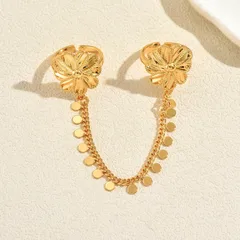 Flowers Ring For Women In Alloy Featuring Electroplated 18K Real Gold Plated With 0.03µm Thickness 4