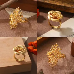 Flowers For Women Ring In Copper Alloy With 18K Real Gold Plated Coating Thickness 0.03µm-0.05µm, 1 Piece