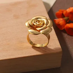Flowers For Women Ring In Copper Alloy With 18K Real Gold Plated Coating Thickness 0.03µm-0.05µm, 1 Piece 2