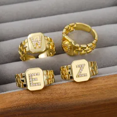 For Letter Unisex Ring In Golden Plated Finish, 1 Piece
