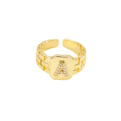 For Letter Unisex Ring In Golden Plated Finish, 1 Piece 5