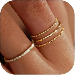Four-Layer Diamond Twisted Net Surface Ring Stackable Minimalist Design Micro-Paved Luxury Elegant Unisex Ring
