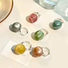 French Retro Dopamine Candy Color Resin Ring For Women Simple High-Quality Gradient Cat's Eye Stone Jewelry