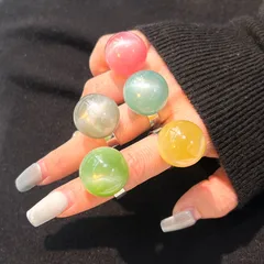 French Retro Dopamine Candy Color Resin Ring For Women Simple High-Quality Gradient Cat's Eye Stone Jewelry 4