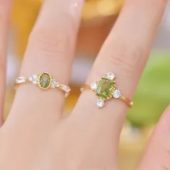French Retro Olive Green Zircon Ring For Women Index Finger Ring