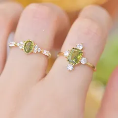 French Retro Olive Green Zircon Ring For Women Index Finger Ring 3