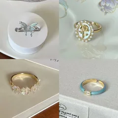 French Vintage Blue Butterfly Ring Simple Elegance Versatile Alloy Geometric Pattern Fashionable OL Style Circular Craft For Women 3