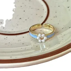 French Vintage Blue Butterfly Ring Simple Elegance Versatile Alloy Geometric Pattern Fashionable OL Style Circular Craft For Women 5