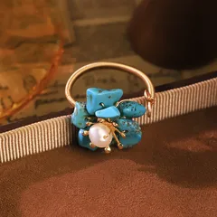 Freshwater Pearl Flowers Open Ring For Women, 18K Real Gold Plated With 0.03µm Thickness, Handmade Craftsmanship