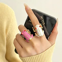 Funny Frog Ring For Unisex Featuring Gold Zinc Alloy With Enamel Craft