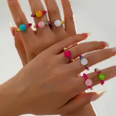 Geometric Acrylic Ring For Women Featuring Beading Craftsmanship