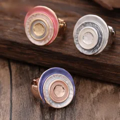 Geometric Adjustable Ring For Women In Natural Pink Zinc Alloy With Simple Style Featuring Enamel Craftsmanship