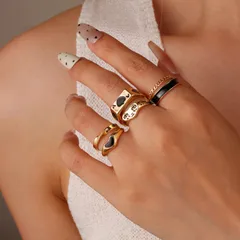 Geometric Alloy Ring For Women With KC Golden Plated 0.01µm Thickness Featuring Asymmetrical Design