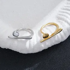 Geometric Asymmetrical Open Ring For Women In Titanium Steel With 18K Real Gold PVD Coating