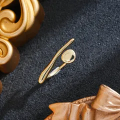 Geometric Asymmetrical Open Ring For Women In Titanium Steel With 18K Real Gold PVD Coating 3