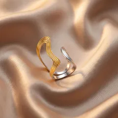 Geometric Asymmetrical Titanium Steel Rings For Women With Electroplated Gold Plating In Steel Color