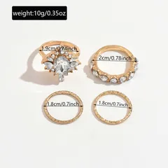 Geometric Asymmetrical Zinc Alloy Ring For Women With KC Golden Plated Finish And Rhinestone Inlay 5