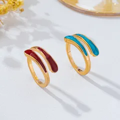 Geometric Asymmetrical Zinc Alloy Ring For Women In Light Blue, Simple Style, 1 Piece 5