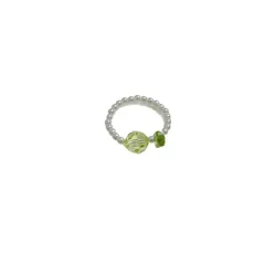 Geometric Beading Gravel Ring Featuring August Birthstone Peridot, Unisex Design 5