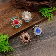 Geometric Blue Enamel Ring For Women Made Of Zinc Alloy Featuring Elegant Craftsmanship