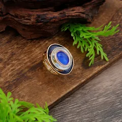 Geometric Blue Enamel Ring For Women Made Of Zinc Alloy Featuring Elegant Craftsmanship 2