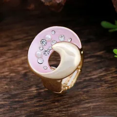 Geometric Blue Zinc Alloy Ring For Women With Enamel Craft And Diamond Inlay 3