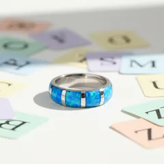 Geometric Copper Ring In Blue, Sweet Style, Unisex Design 4