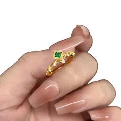 Geometric Copper Ring For Women With Electroplated Gold Plating And Zircon Inlay, Elegant Gold Tone Jewelry 5